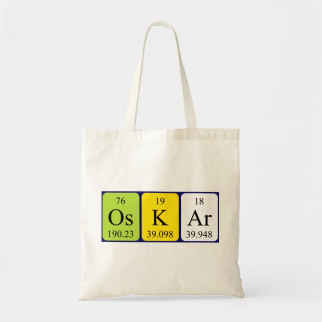Oskar periodic table name tote bag (Front)