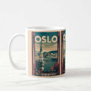 Oslo balcony view Norway vintage and gifts Coffee Mug