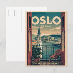 Oslo balcony view Norway vintage and gifts Postcard