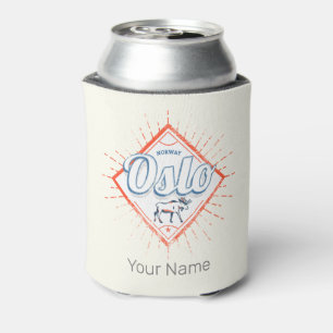 Oslo Capital Norway Retro Moose Vintage Souvenir Can Cooler
