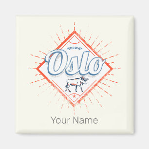Oslo Capital Norway Retro Moose Vintage Souvenir Magnet