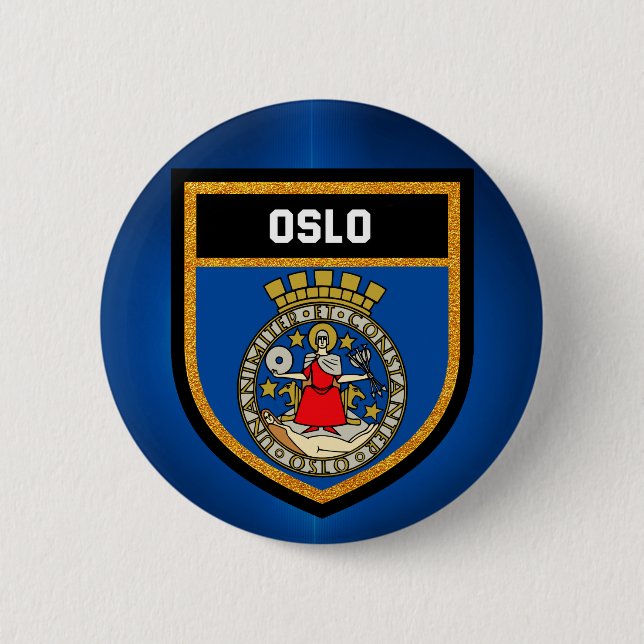Oslo Flag 6 Cm Round Badge (Front)