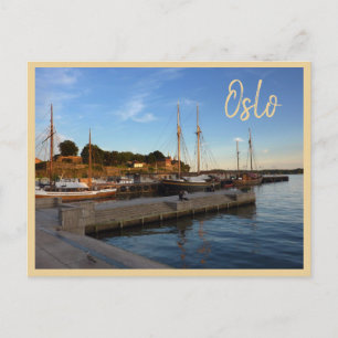 Oslo Harbour with text Postcard