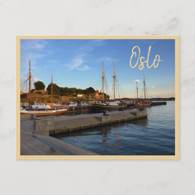 Oslo Harbour with text Postcard (Front)