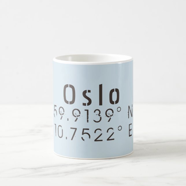 Oslo Latitude Longitude Coffee Mug (Center)