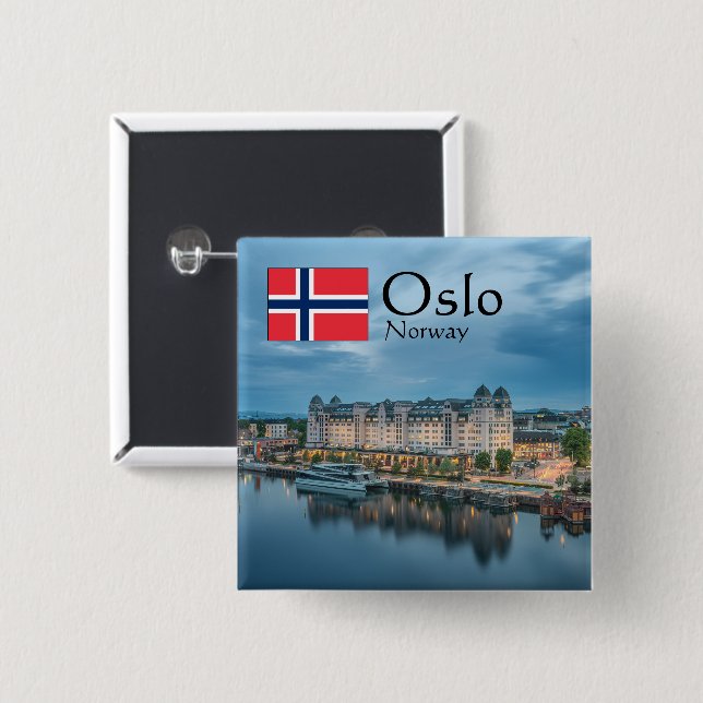 Oslo Norway 15 Cm Square Badge (Front & Back)