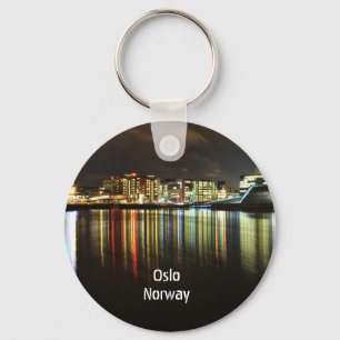 Oslo, Norway at night Key Ring