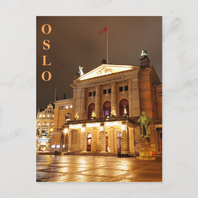Oslo, Norway at night Postcard (Front)