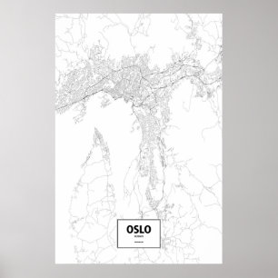 Oslo, Norway (black on white) Poster