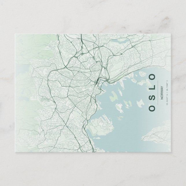 Oslo Norway City Map Minimal Design Postcard (Front)