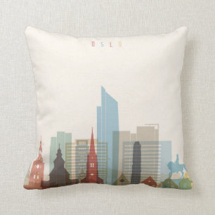 Oslo, Norway City Skyline Cushion