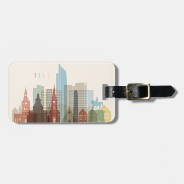 Oslo, Norway | City Skyline Luggage Tag (Front Horizontal)