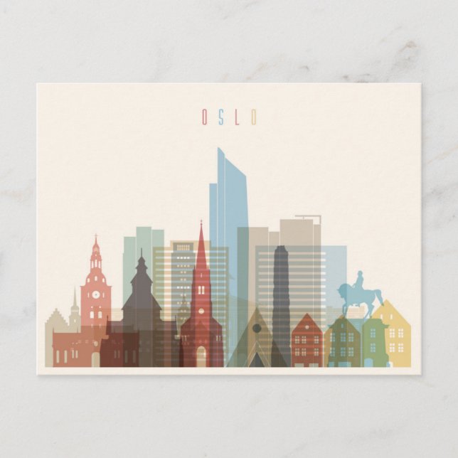 Oslo, Norway | City Skyline Postcard (Front)