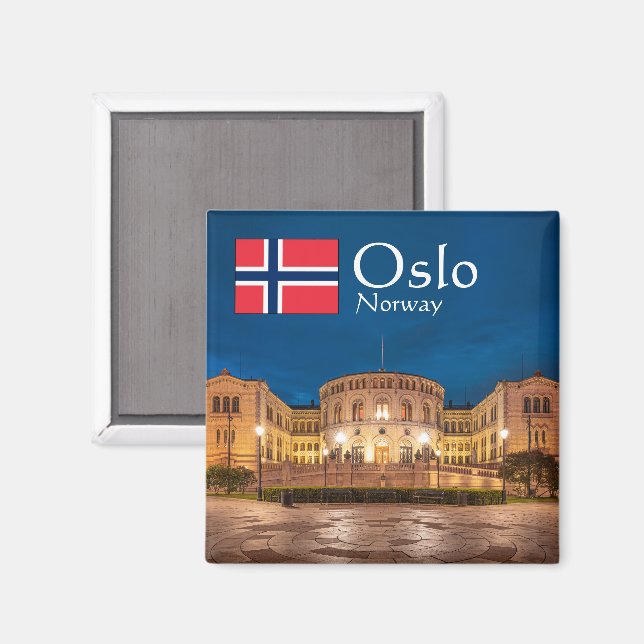 Oslo Norway Souvenir Magnet (Front/Back)
