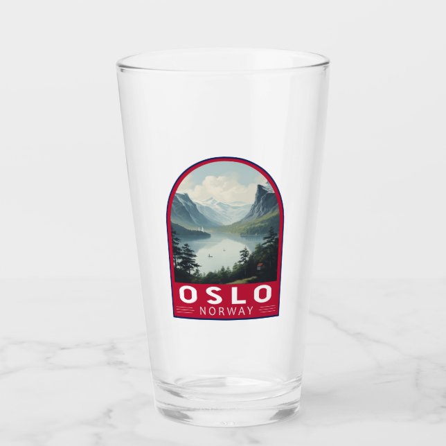 Oslo Norway Travel Art Vintage Glass (Front)