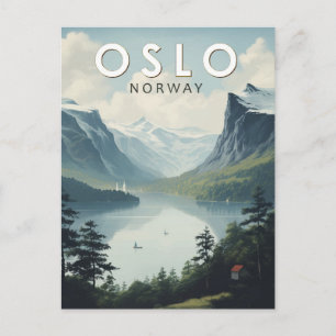 Oslo Norway Travel Art Vintage Postcard