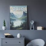 Oslo Norway Travel Art Vintage Poster<br><div class="desc">Oslo retro vector travel design. Oslo,  the capital of Norway,  sits on the country’s southern coast at the head of the Oslofjord.</div>