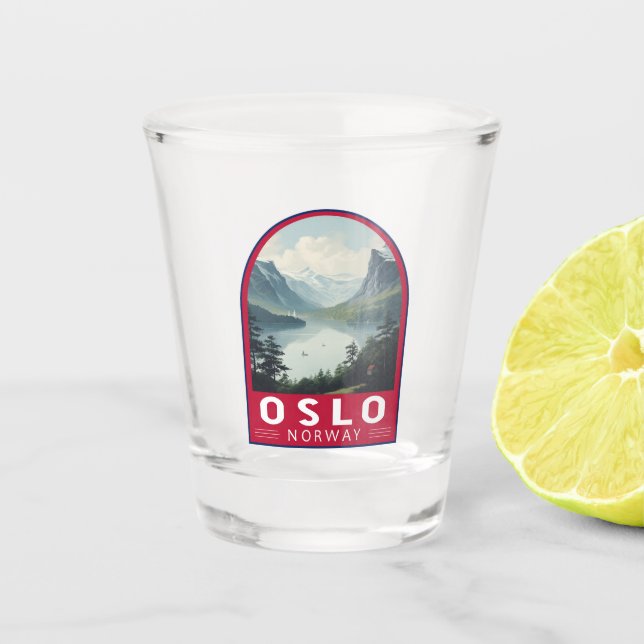 Oslo Norway Travel Art Vintage Shot Glass (Front)
