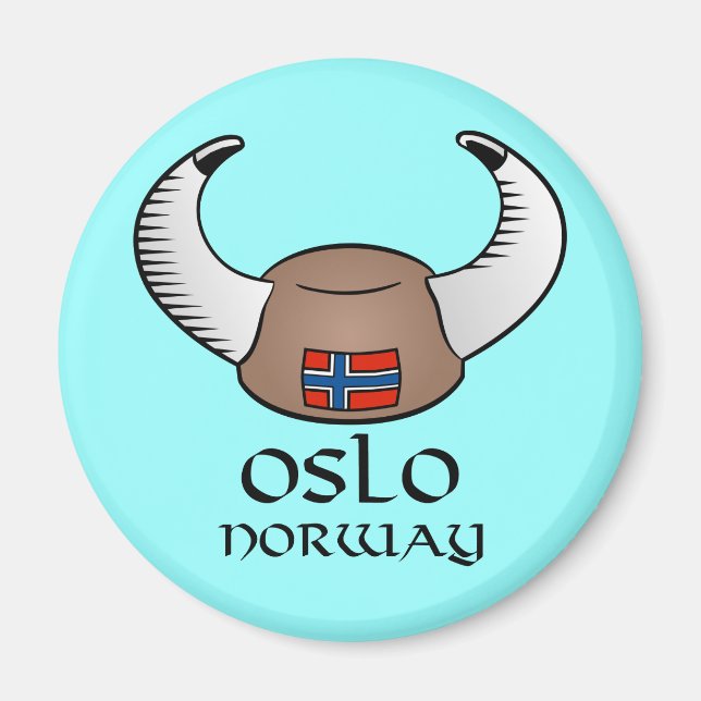 Oslo Norway Viking Hat Magnet (Front)