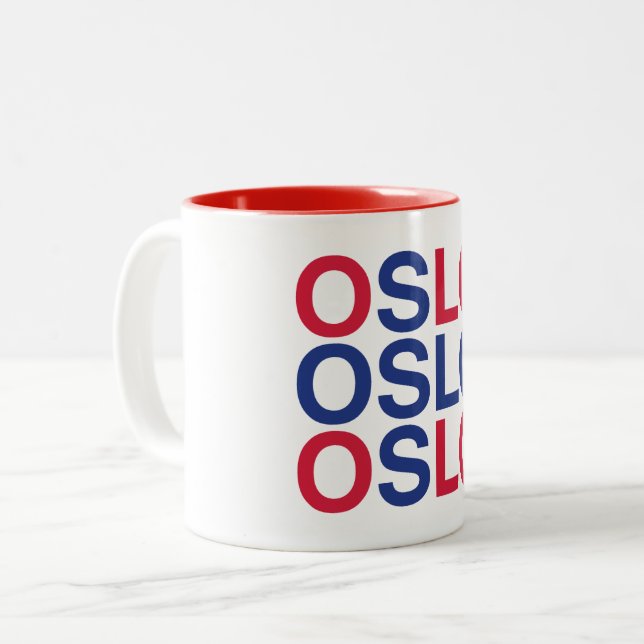 OSLO Norwegian Flag Two-Tone Coffee Mug (Front Left)