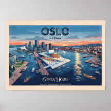 Oslo Opera House Vintage Travel Poster - Norway