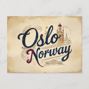 Oslo Vintage Skyline Postcard