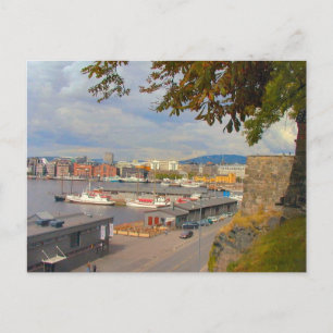 Oslo waterfront and marina postcard