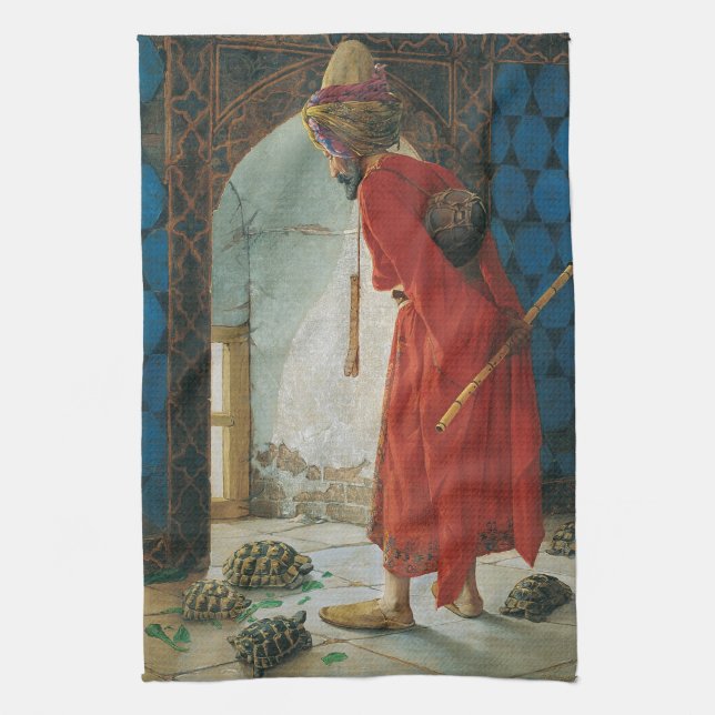 Osman Hamdi Bey The Tortoise Trainer Tea Towel (Vertical)