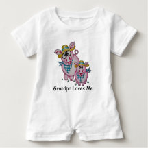 OSo Cute "Grandpa Loves Me" Piggy Baby Romper