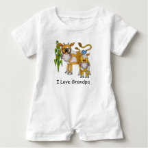OSO Cute "I Love Grandpa" Cow Baby Romper