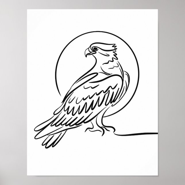Osprey Bird of Prey Line Art Poster Irish Wildlife (Front)