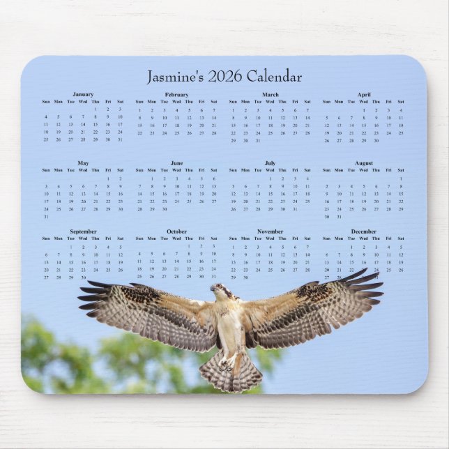 Osprey: Customizable full year 2026 calendar Mouse Pad (Front)
