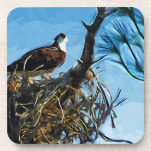 Osprey on the Nest Abstract Impressionism Coaster