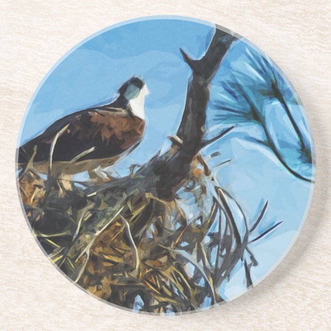 Osprey on the Nest Abstract Impressionism Coaster (Front)
