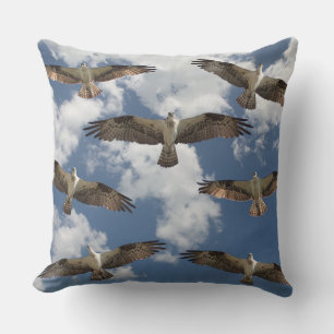 Osprey parade in the sky cushion