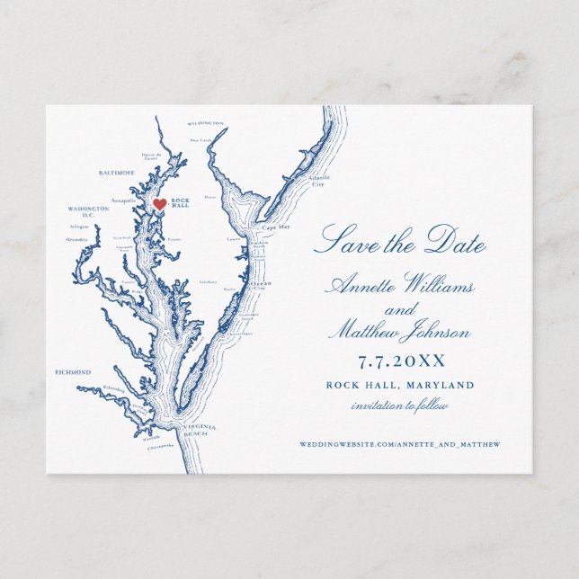 Osprey Point Inn Rock Hall MD Save the Date Announcement Postcard (Front)