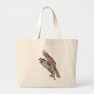 Osprey with a fish large tote bag