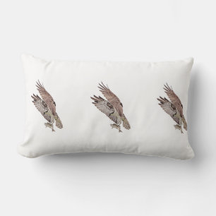 Osprey with a fish lumbar cushion