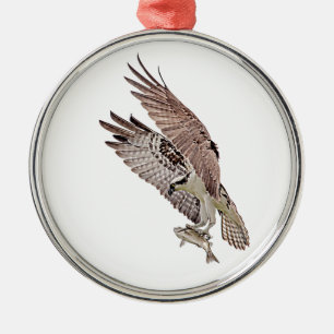 Osprey with a fish metal ornament