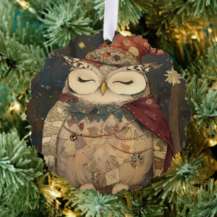 Osric the Owl   Woodland Whimsy  Tree Decoration Card