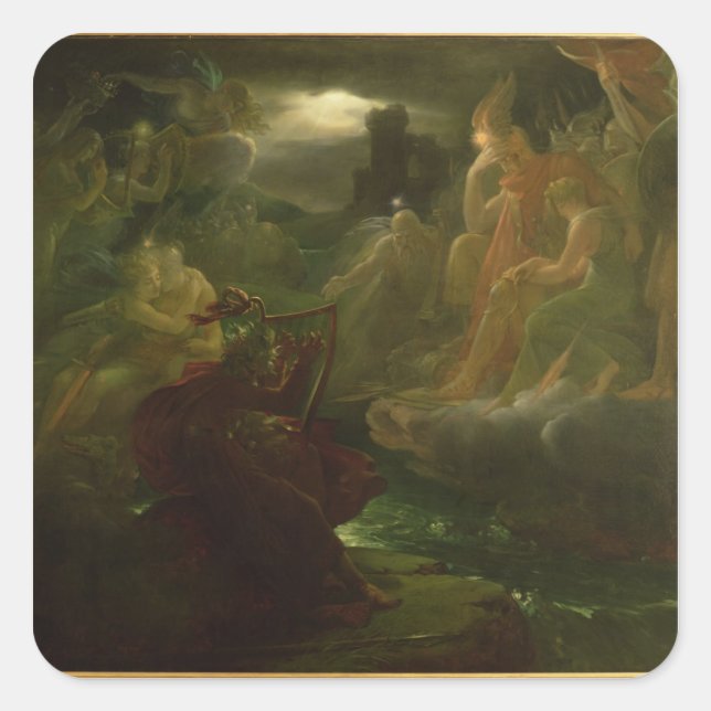 Ossian Conjuring up the Spirits of the River Square Sticker (Front)