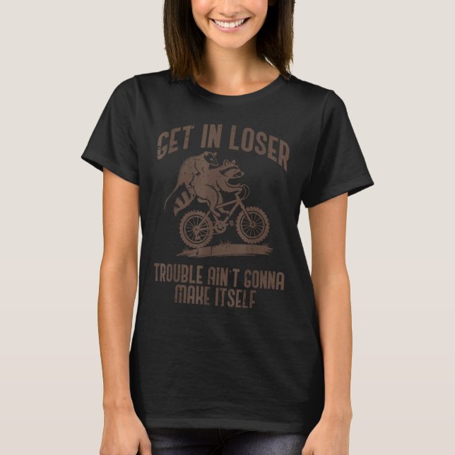 Ossum Get In Loser Trouble Funny Ssum Racoon Men  T-Shirt (Front)