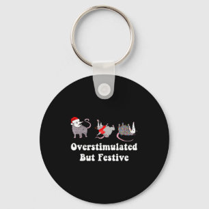 Ossum Overstimulated But Festive Christmas Men Wom Key Ring