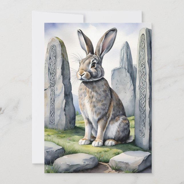 Ostara Bunny Spring Equinox Eostre Wicca Holiday Card (Front)