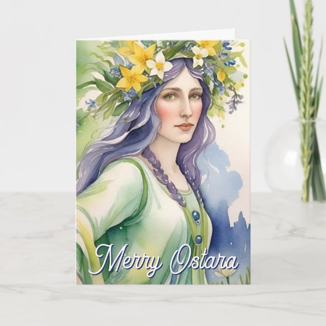 Ostara Goddess Spring Equinox Sabbat Wicca Holiday Card (Front)