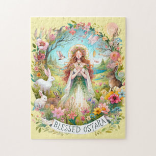 Ostara Pagan Holiday Spring Equinox Goddess Bunny Jigsaw Puzzle