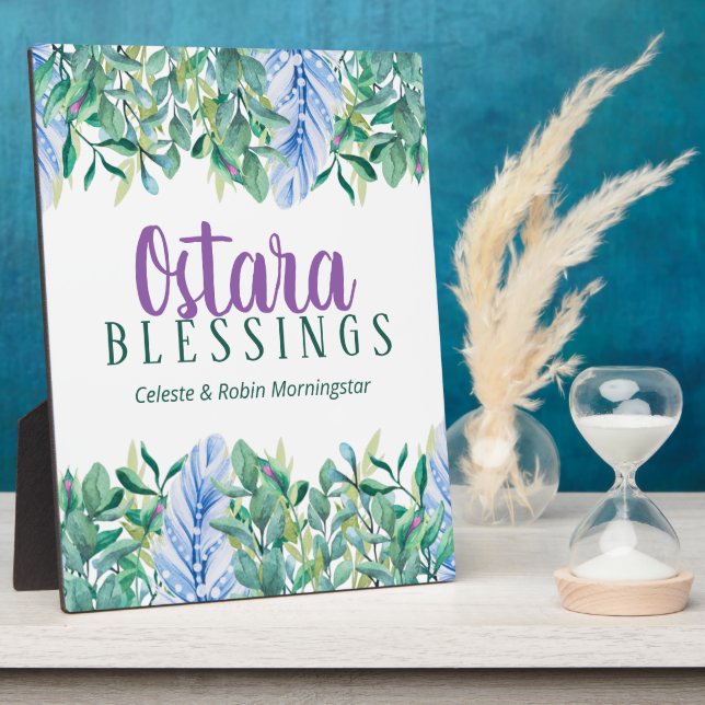 Ostara Spring Equinox Foliage & Feathers Pagan Plaque (Side)