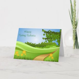 Ostara Spring Solstice with field and flowers Card