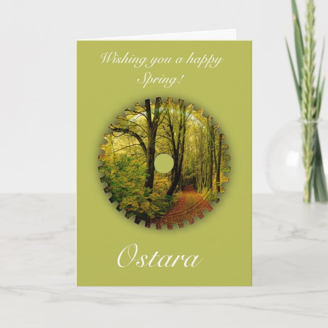 Ostara Spring Solstice with spring scenery Card (Front)