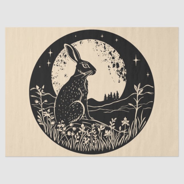 Ostara Wiccan Magic Hare Silhouette Decoupage Tissue Paper (Front)